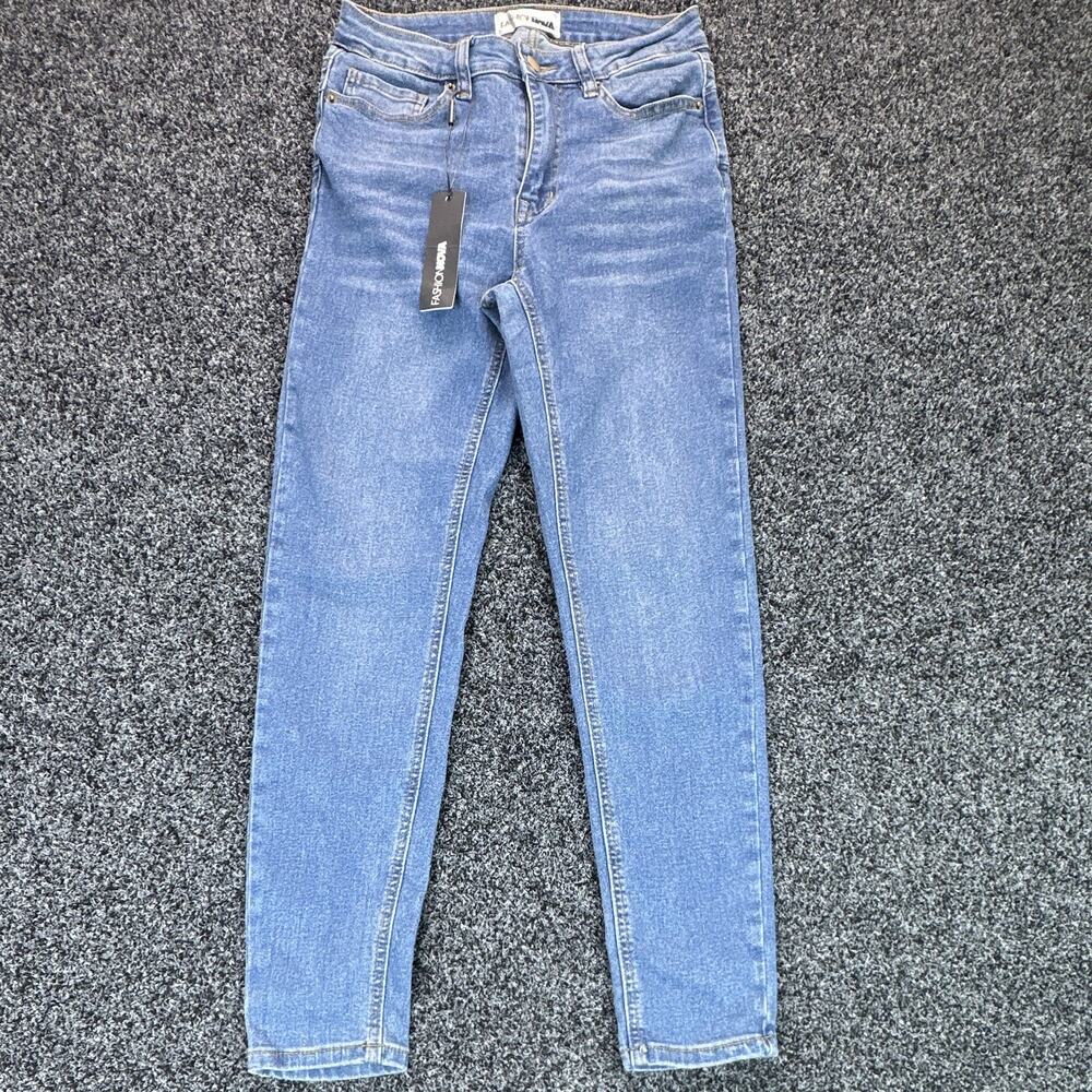 Fashion Nova Women’s Medium Wash Blue High Rise Stretch Skinny Denim Jeans 9